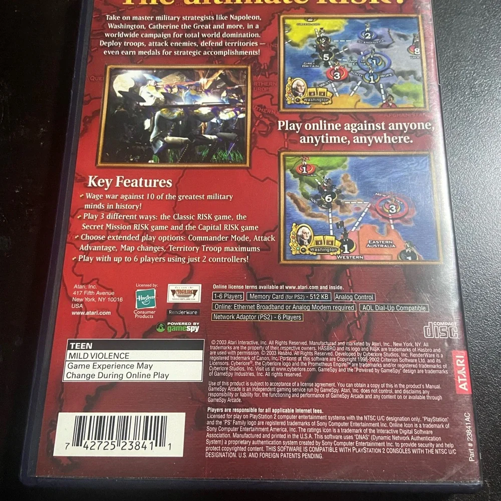 Risk Global Domination For The Sony Play Station 2 Tested Atari (B1)